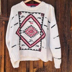 size medium vintage Woolrich sweater Navajo novelty embroidered graphics